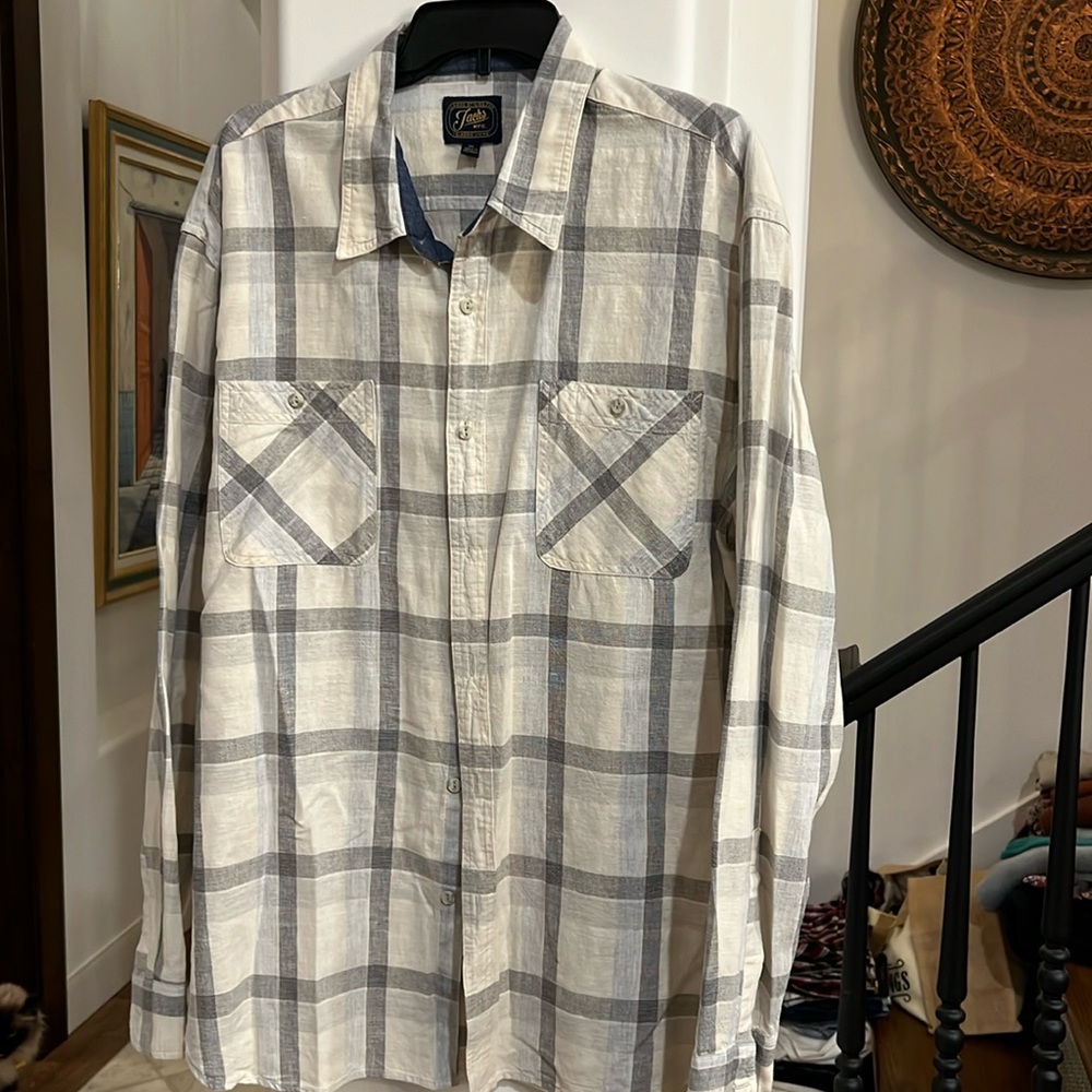Jach’s Mens Long Sleeve Shirt Size XL Cotton Linen Blend